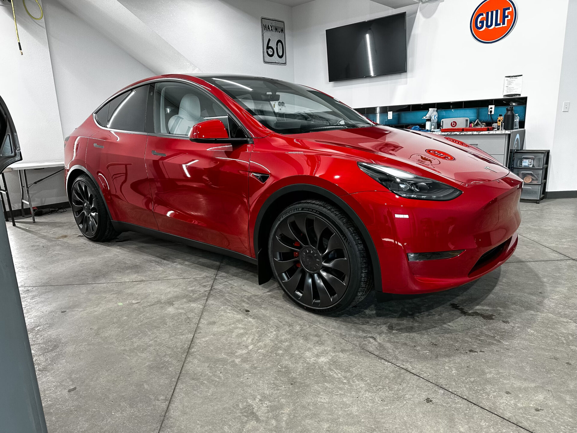 Red car after auto detailing at Dustbuster